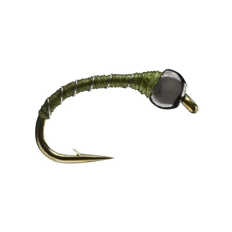 Tungsten Bead Zebra Midge – Olive – Size 18