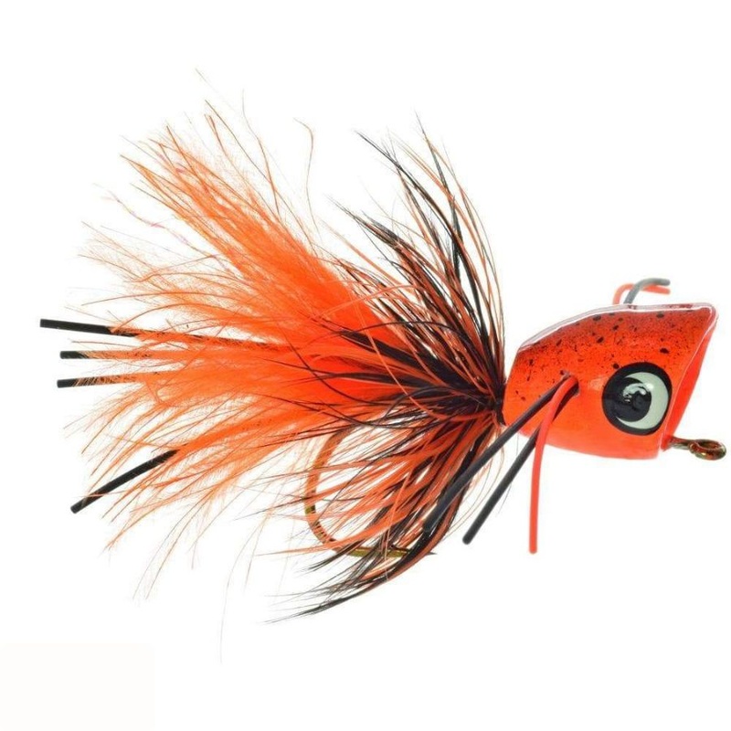 Bass Popper (Weed Guard) – Orange Splatter – Size 6
