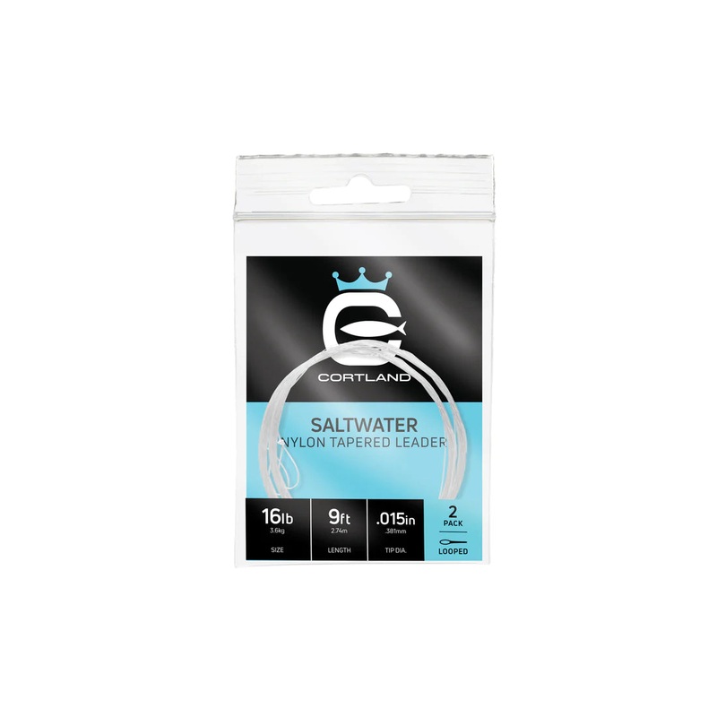 Cortland Saltwater Nylon Tapered 9′ Leader – 2 Pack
