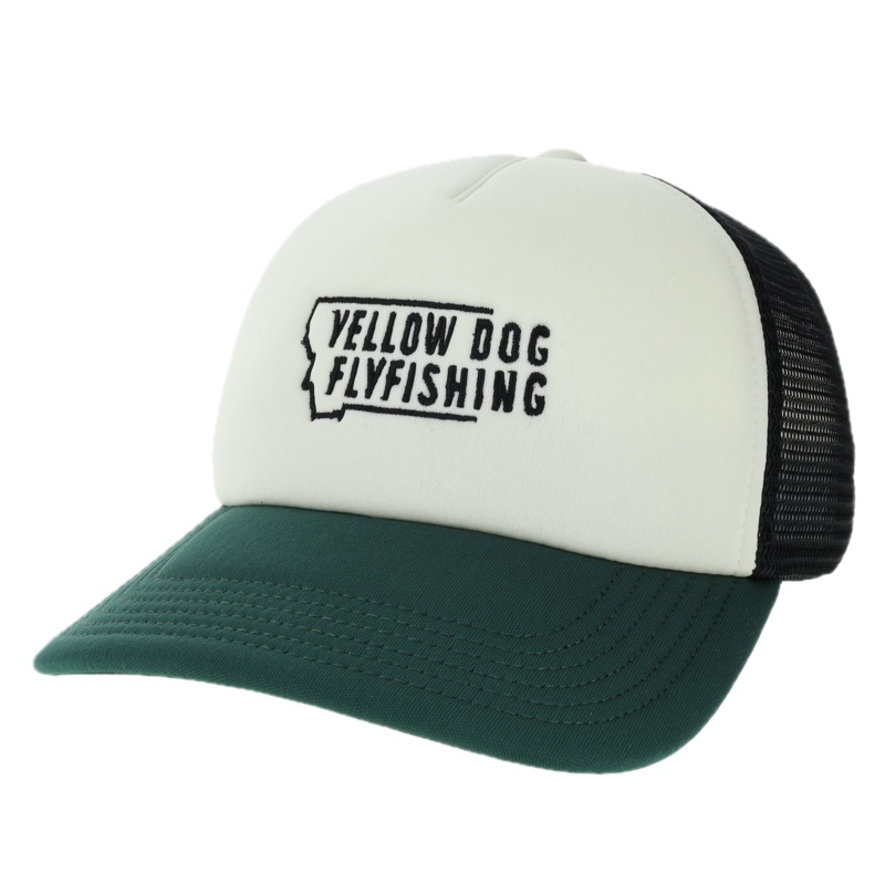 Yellow Dog Trucker Hat – Cream/Black/Green
