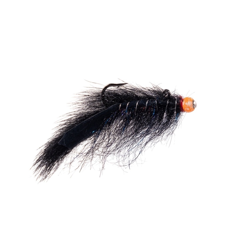 Black (Light Orange Bead) –  Balanced Squirrel Leech – Size  12