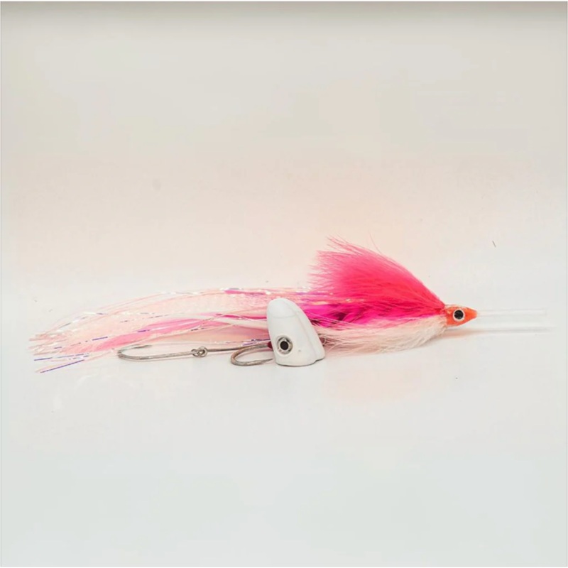 Flymen Sailfish Fly – White/Pink – (Tube, Head, Tandem) Size 6/0