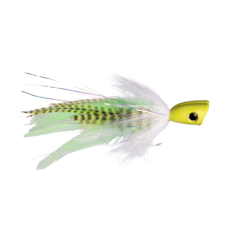SS Double Barrel GT Popper – Chartreuse/White  – Size 8/0