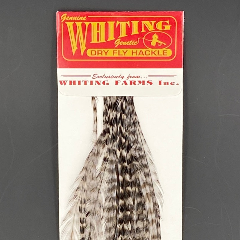 Whiting 100 Pack Dry Fly Hackle  – Grizzly dyed Medium Dun – 10