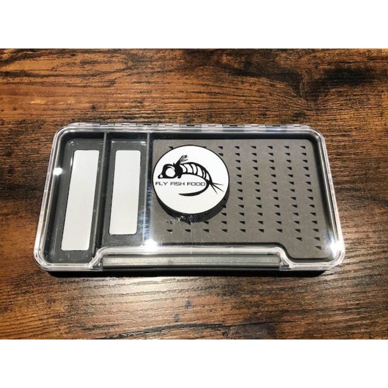 Fly Fish Food Logo Fly Box, Clear Single Sided with 2 Magnetic Compartments- Large