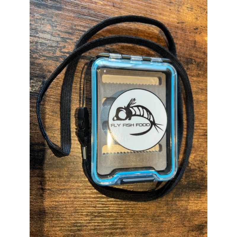 FLY FISH FOOD LOGO FLY BOX, CLEAR SINGLE SIDED – SMALL W/ LANYARD, DRY FLY FOAM