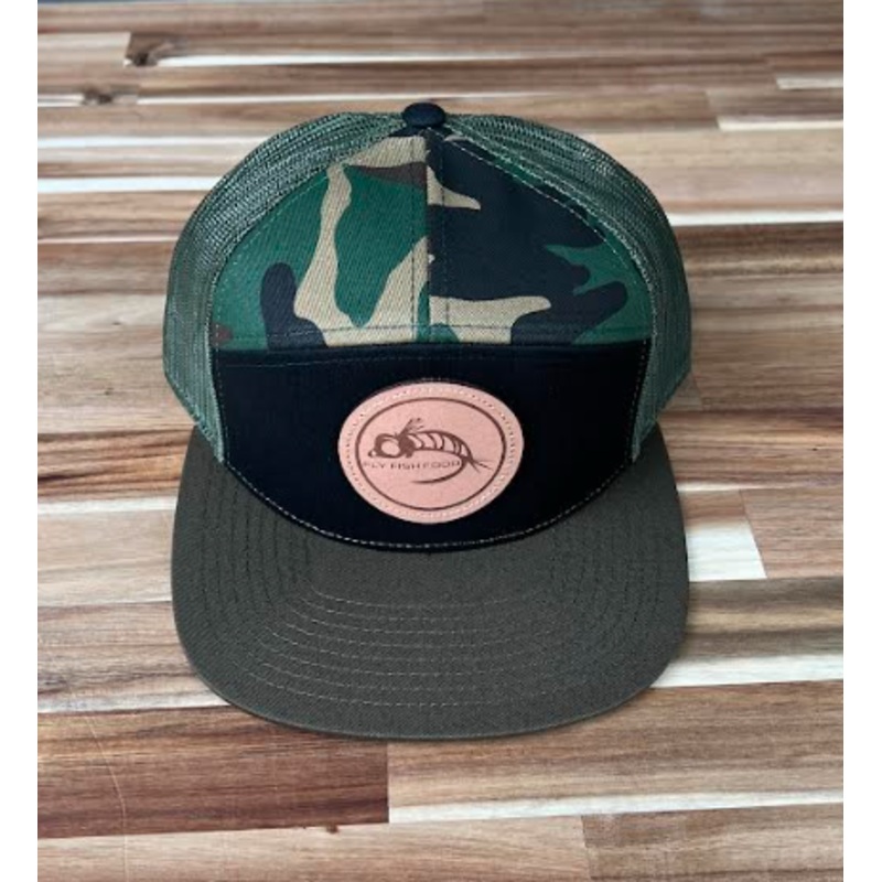 Fly Fish Food Logo Hat 7-Panel – Black/Camo/Loden