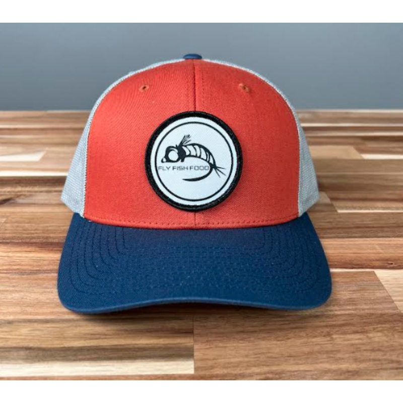Fly Fish Food Logo Hat – Dark Orange/Aluminum/Light Navy