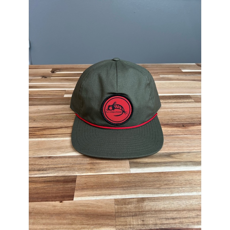 Fly Fish Food Logo Hat – Moss Green/Red Band