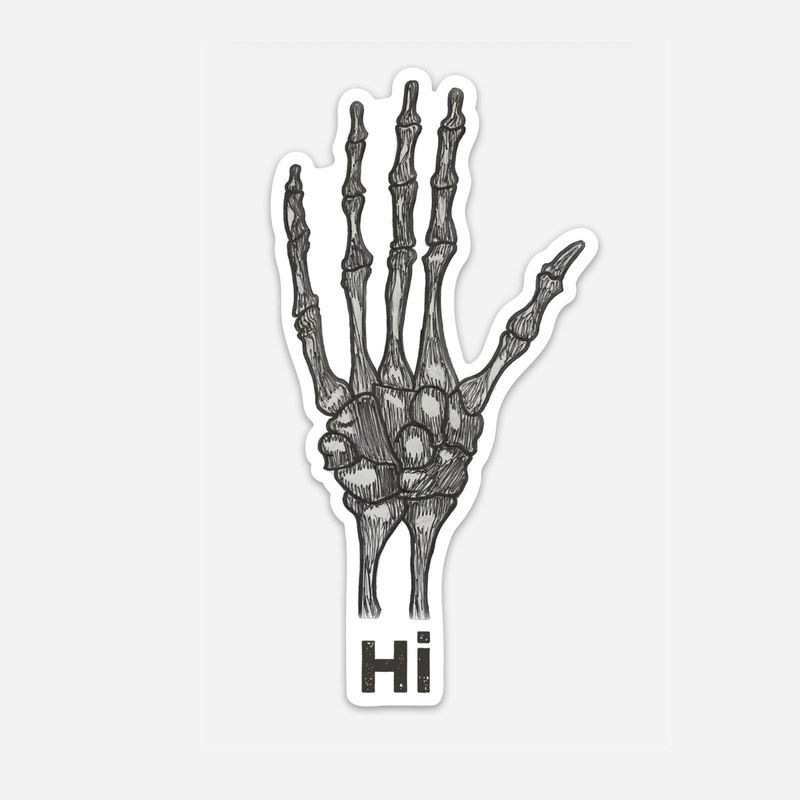 Fly Fish Food Skeleton Hand Sticker