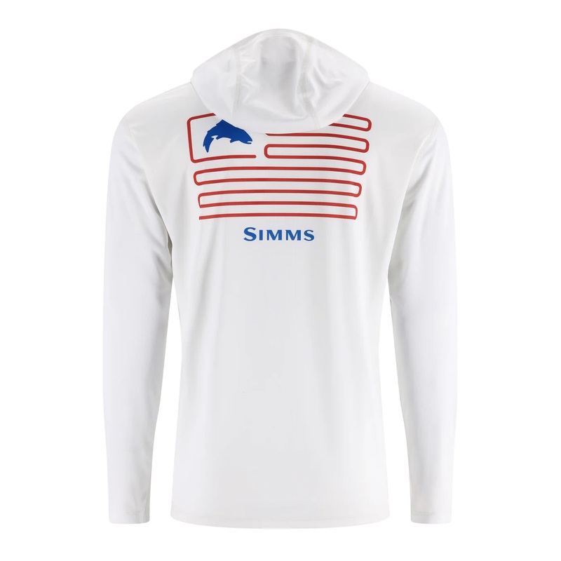 Simms Men’s Tech Hoody – Artist Series – White/Trout Flag