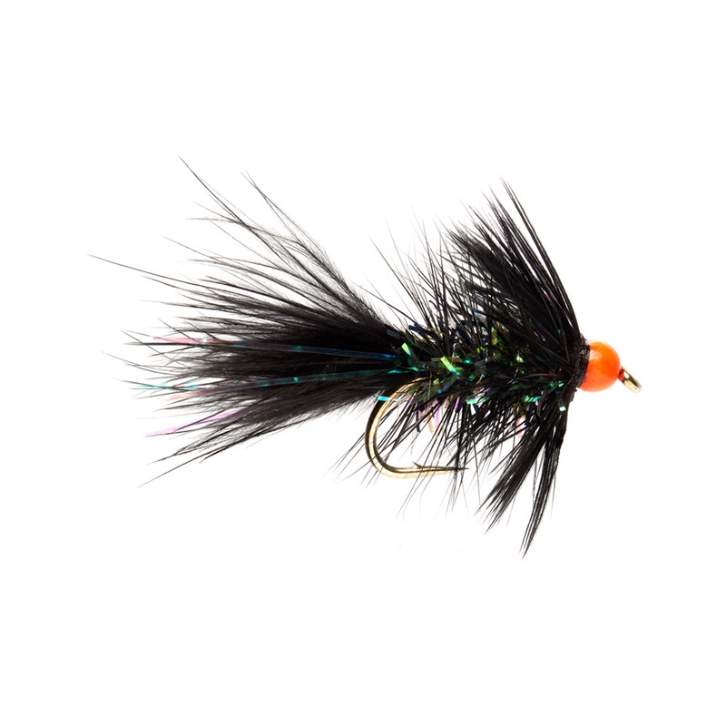 Mini Shimmer Bugger – Black & Orange Bead
