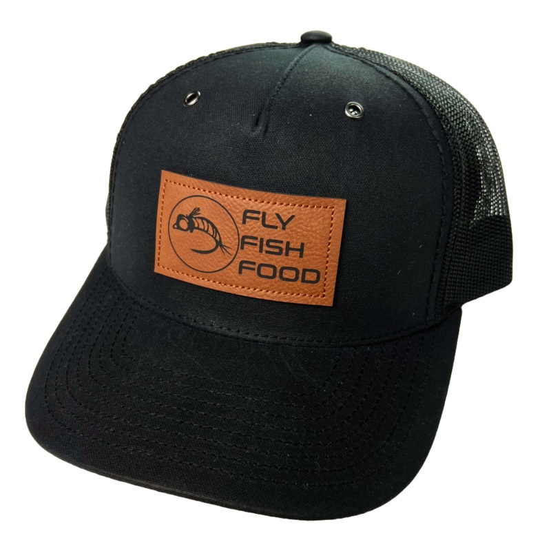 Fly Fish Food Logo Leather Patch Hat – Black