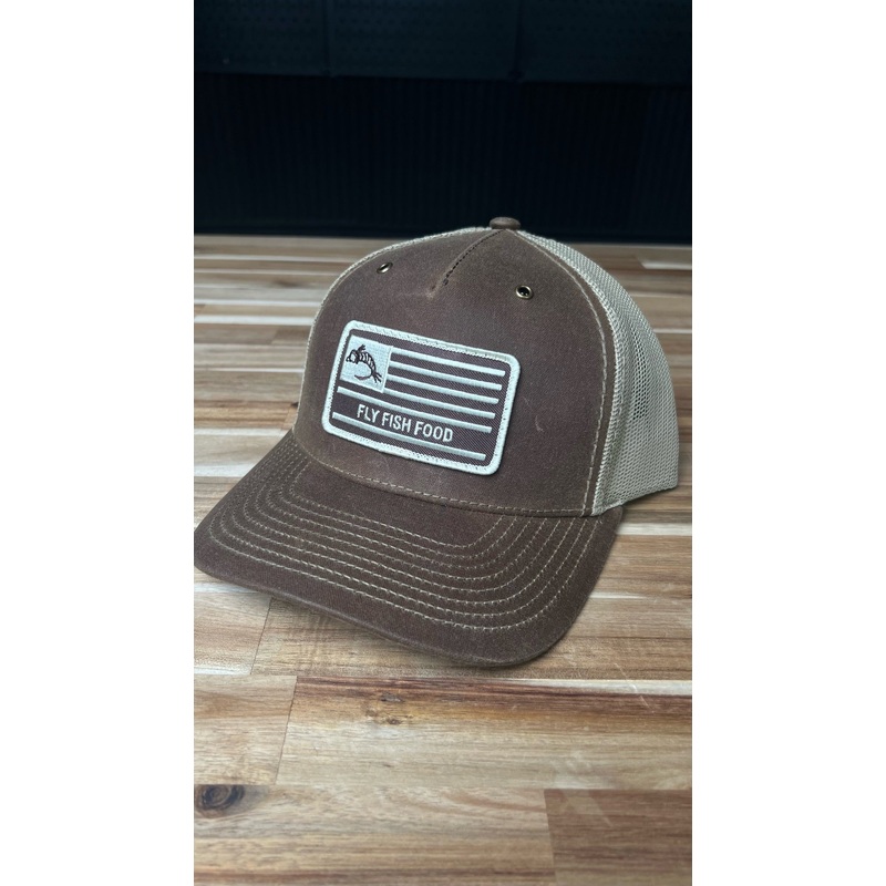 Fly Fish Food America Flag Hat – Brown Classic Waxed