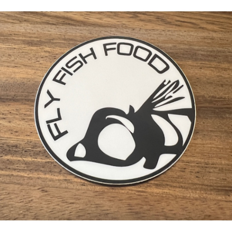 Fly Fish Food Sticker Black & White 4 Zoom