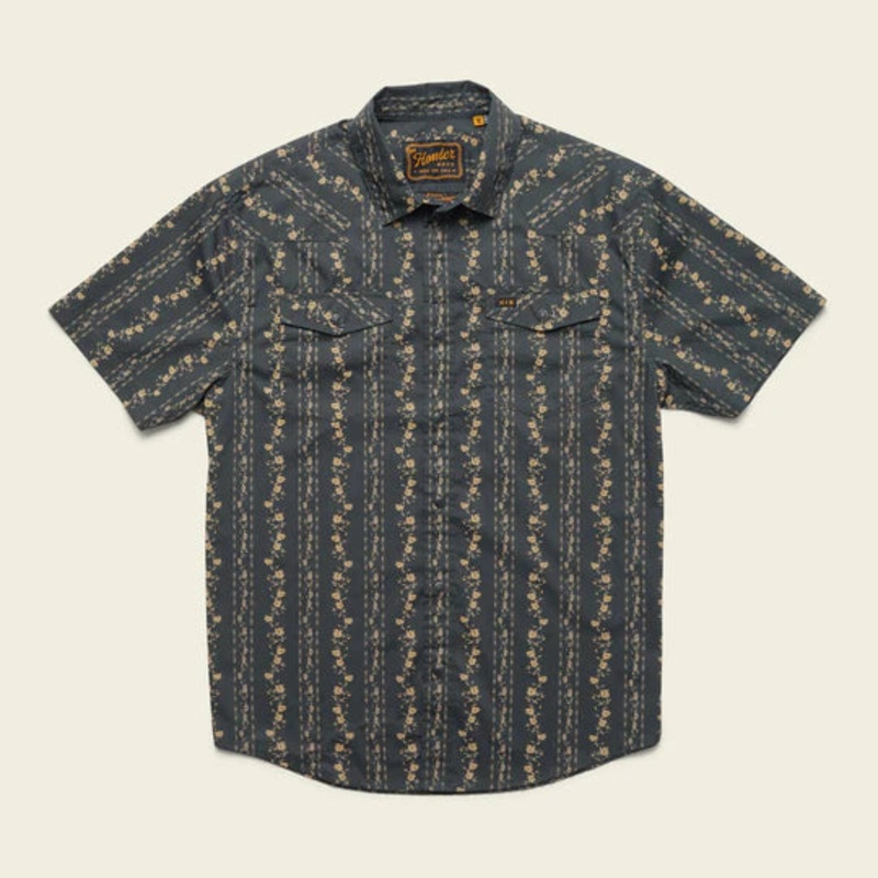 Howler Bros – H Bar B Snapshirt – Hibiscus Ribbons: Antique Black