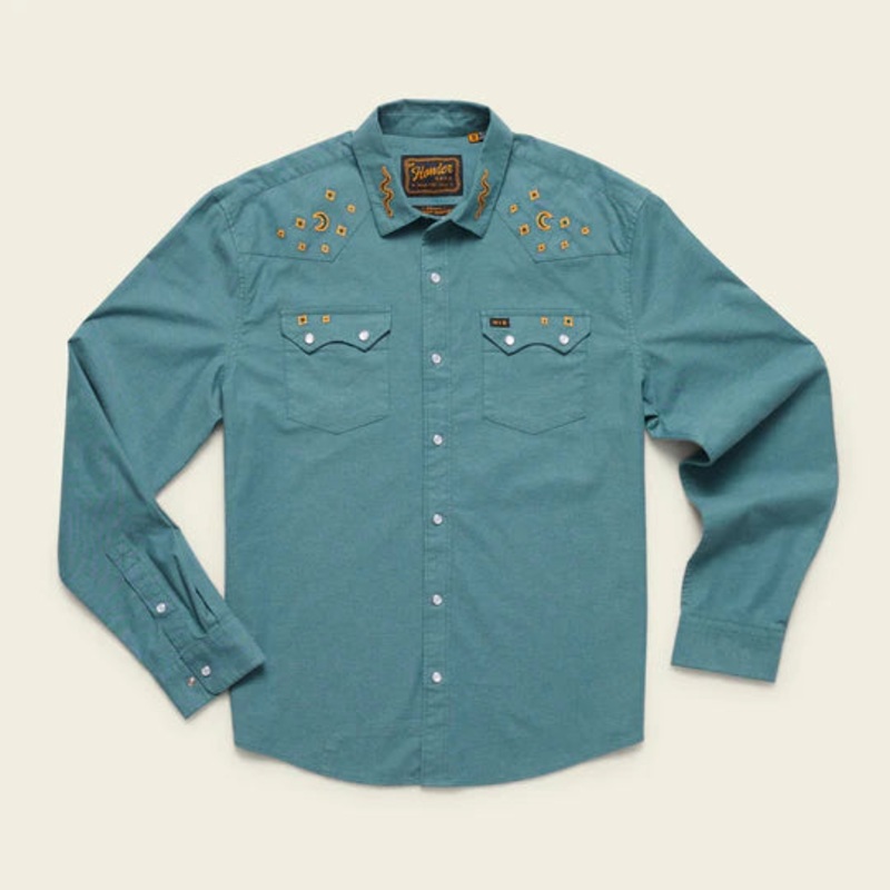 Howler Bros – Crosscut Deluxe Snapshirt – Teal Oxford: Noche De paz