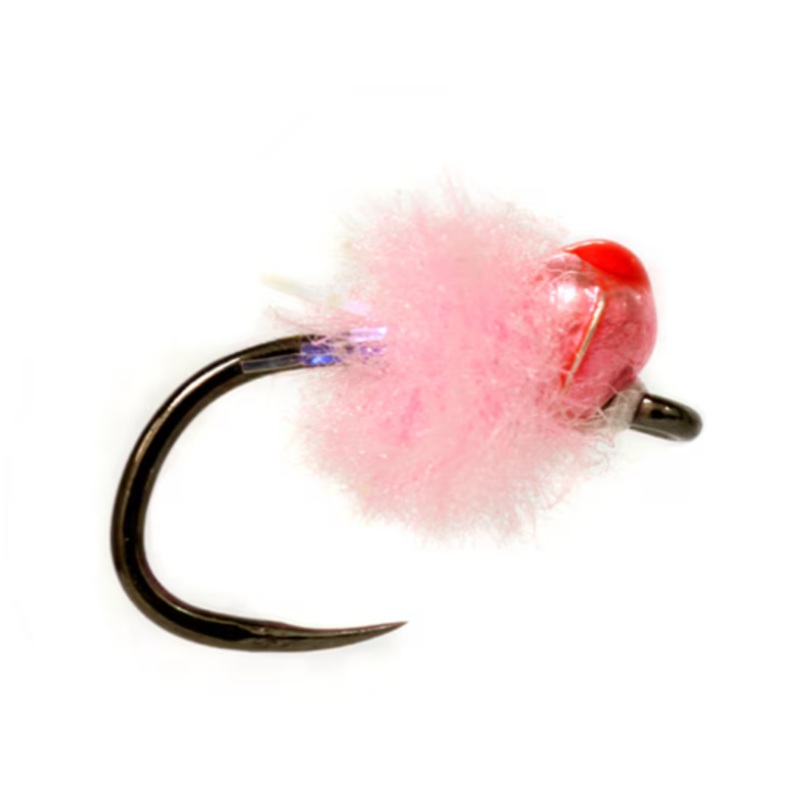 Crostons Tungsten Mini Egg – Baby Pink Barbless (Red Dot)