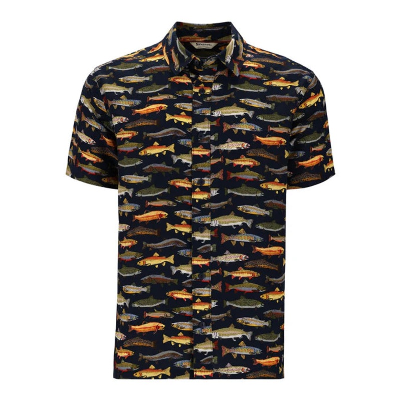 Simms Men’s Tailout SS Shirt – Natural – Trout Parade
