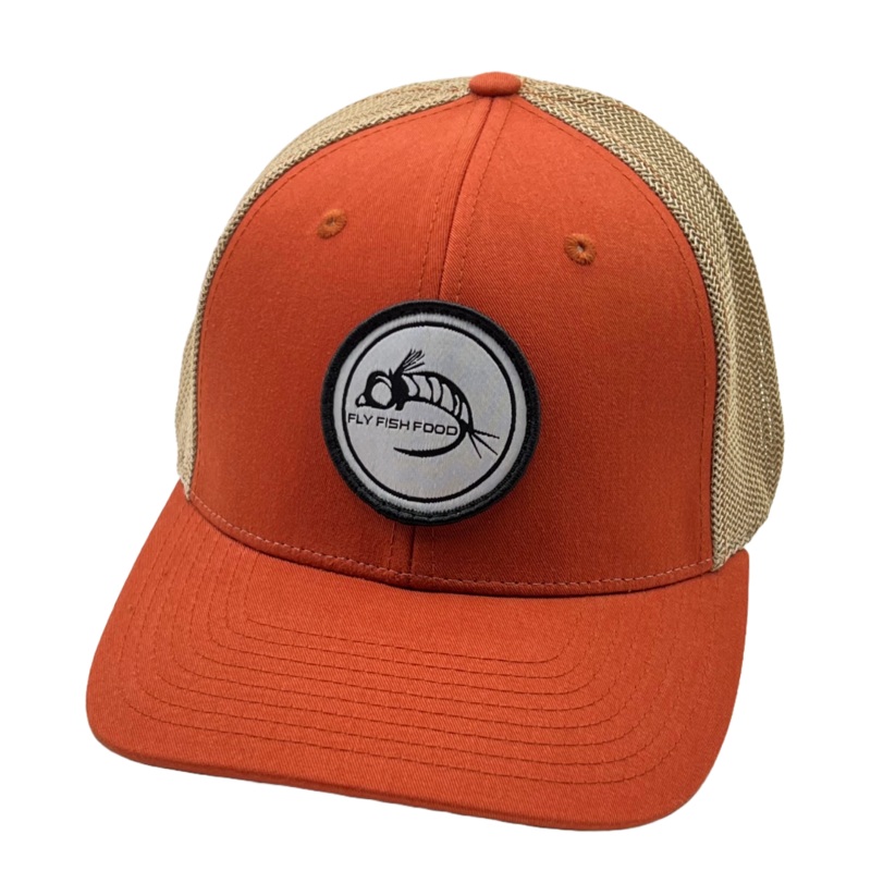 Fly Fish Food Black Logo Hat – Orange Khaki