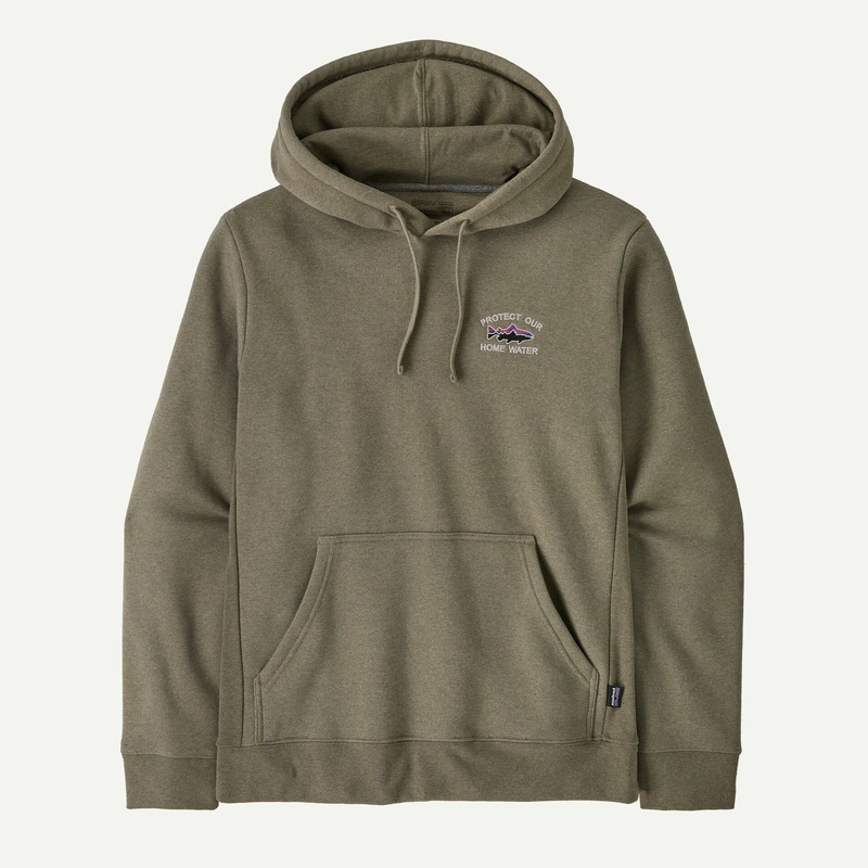 Fly Fish Food Logo – Patagonia – Home Water Trout Uprisal Hoody – River Rock Green