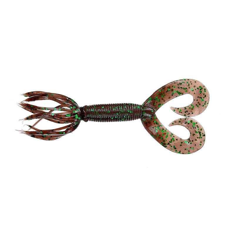 Yamamoto 5” Dt Hula Grub Cinnamon W/Lg Grn Flk 10Pk