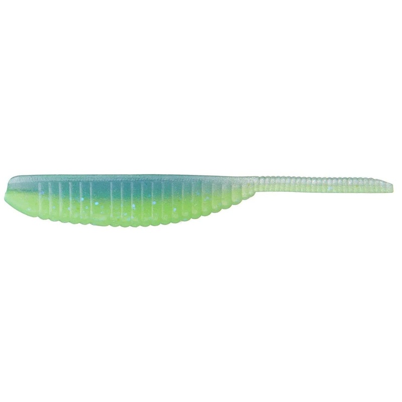 Yamamoto 3 Shad Shape Worm Chartreuse Electric Blue 68JR-10-9007