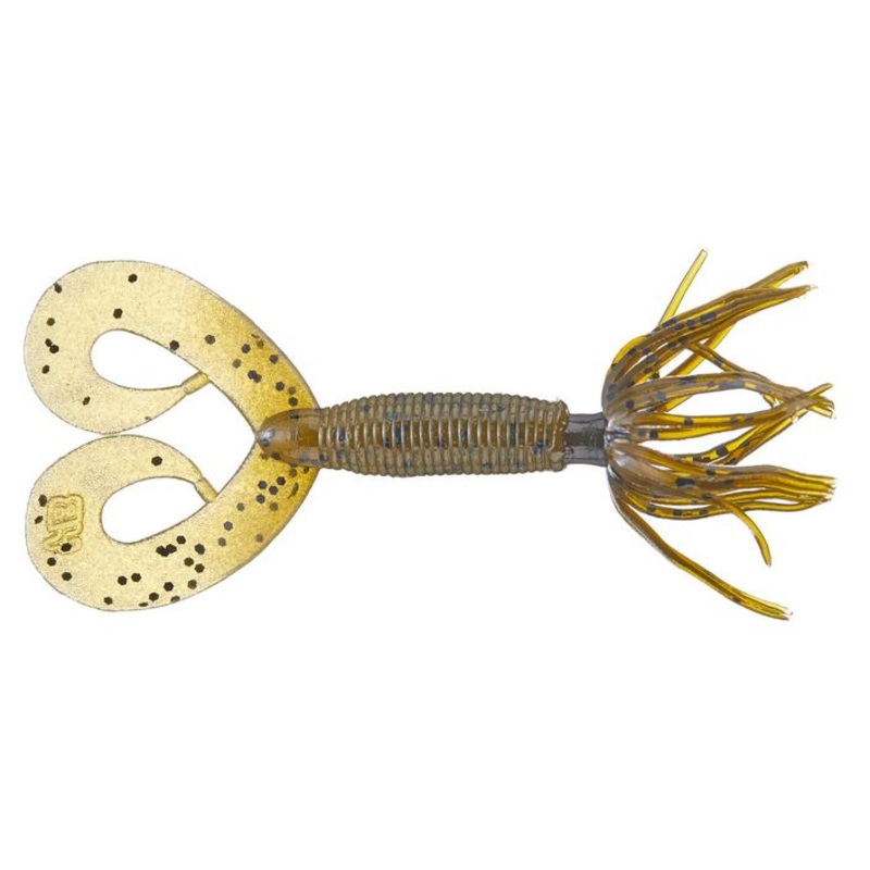 Yamamoto 2.5 Double Tail Hula Grub Green Pumpkin Black Flake