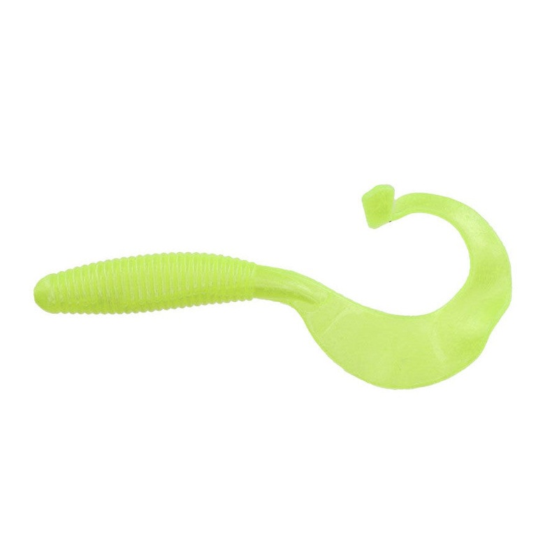 Zoom Tab Tail Grub 4” Chartreuse Pearl 10pk